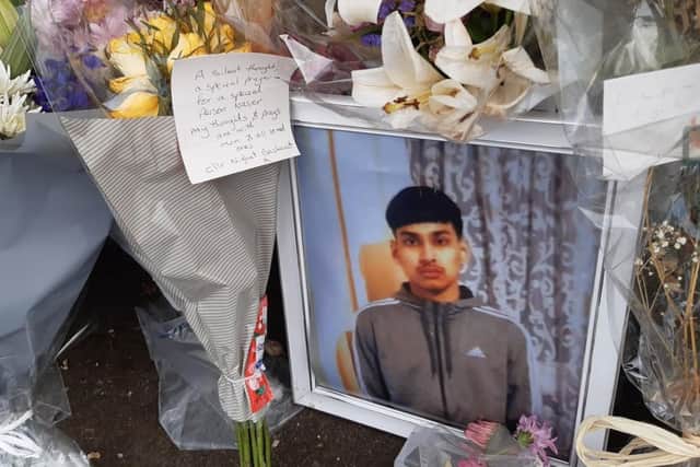 A floral shrine left to Mohammed on Mulehouse Road in Crookes, following his tragic death on May 25, 2023