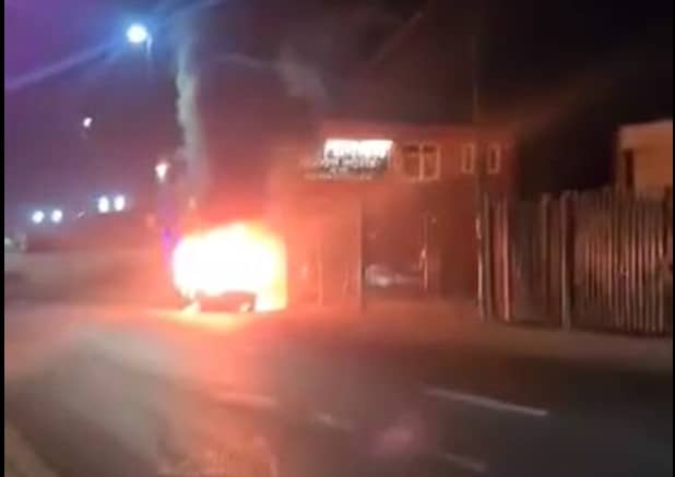A car burst into flames on Church Street in Sheffield yesterday evening.