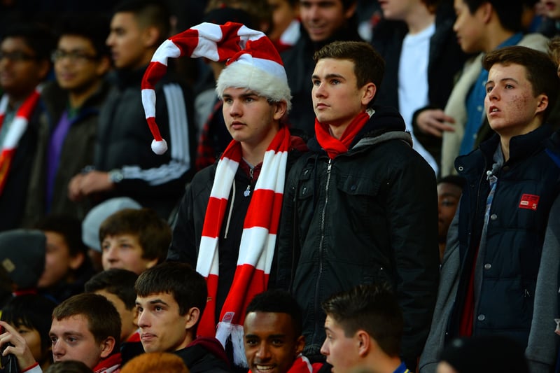 Arsenal fans look on during a home match against Everton in 2013. The score finished 1-1 that day with Ozil and Deulofeu grabbing the goals. (Getty Images)