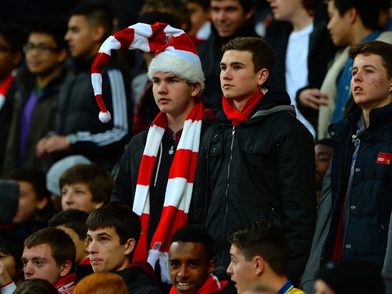 Arsenal fans look on during a home match against Everton in 2013. The score finished 1-1 that day with Ozil and Deulofeu grabbing the goals. (Getty Images)