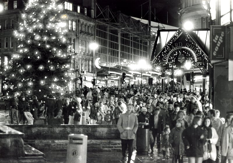 Sheffield Christmas illuminations on Fargate in 1990
