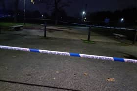 Picture shows the police cordon at Rose Hill Park, Rotherham, on Sunday night (November 26). National World