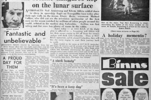 A giant leap for mankind in 1969 and the Echo kept its readers informed of the moon landing with this front page.