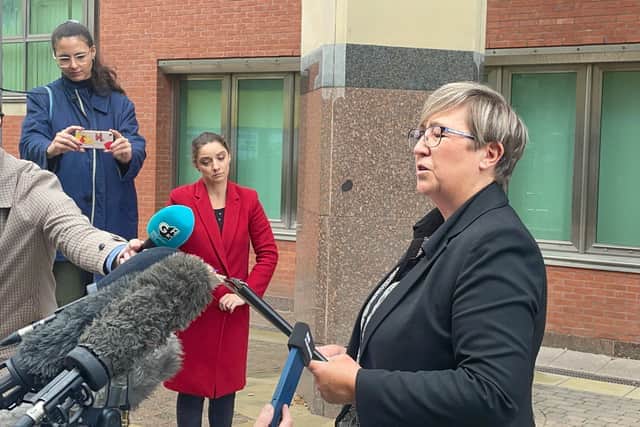 Pictured speaking outside Sheffield Crown Courtfollowing the boy's guilty plea, is the Senior Investigating Officer, Detective Chief Inspector Andrea Bowell, from South Yorkshire Police