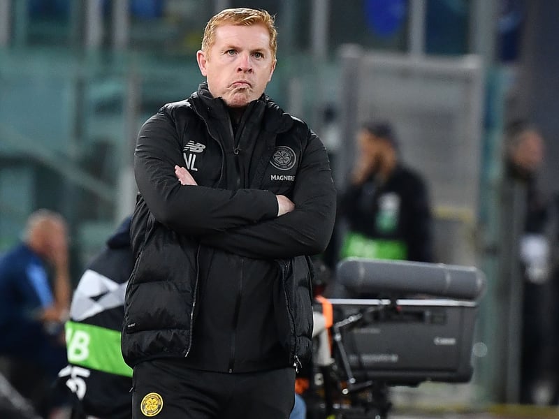 Celtic manager Neil Lennon watches the action unfold from the touchline at the Stadio Olimpico.