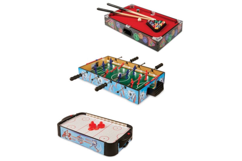 Whether you're buying a present for the person in your life who loves to play, or you're buying a game for everyone to get involved in during the festivities, Aldi’s LED Table Top Games are ideal. Three classic arcade games are available to purchase for £9.99 each, including Air Hockey, a football table and a pool table.