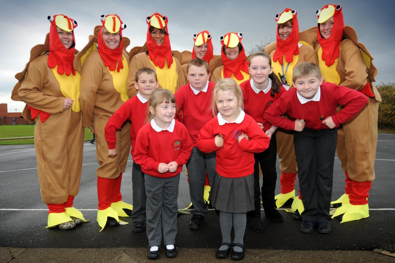 Pupils and staff from Burnside Primary in Houghton who were awarded a prize for their efforts in 2011.