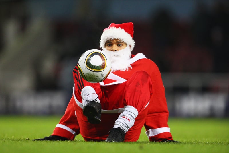 Santa showing off some skills on the pitch