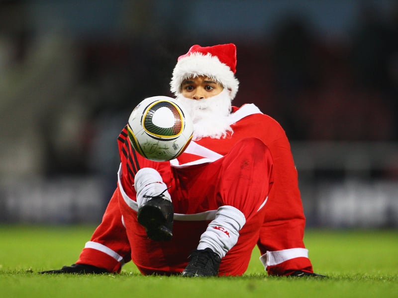 Santa showing off some skills on the pitch
