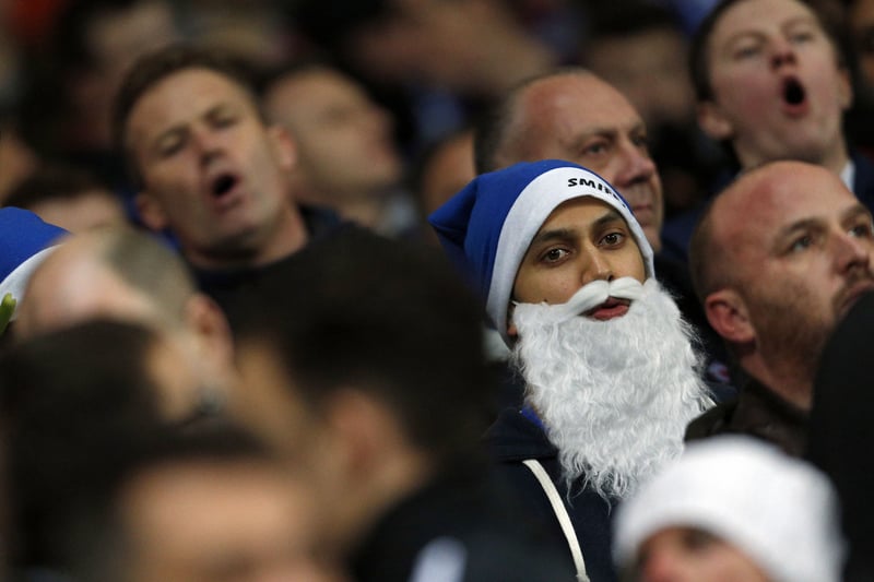 A Chelsea fan is pictured during the English Premier League football match between Arsenal and Chelsea at the Emirates Stadium.