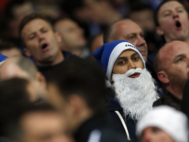 A Chelsea fan is pictured during the English Premier League football match between Arsenal and Chelsea at the Emirates Stadium.
