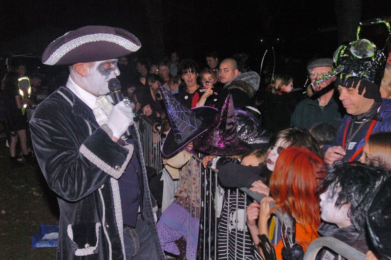 Ashley Charlesworth, of Endcliffe Park Cafe, with crowds at his Halloween celebrations in 2007