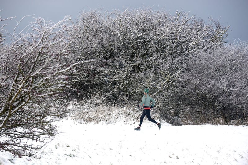 This runner wasn't put off by the snowy conditions.