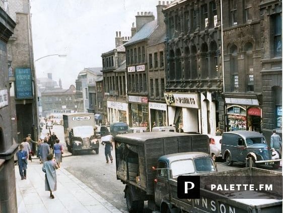 A view of Norfolk Street, Sheffield, 19th August 1957
