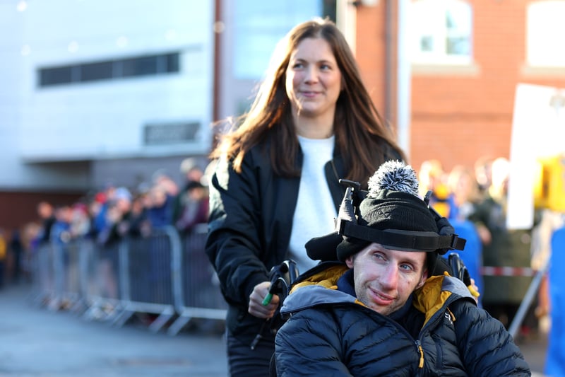 Rob Burrow and wife, Lindsey Burrow attended the start of the Kevin Sinfield Ultra 7 In 7 In 7 Marathon Challenge raising money for five charities at Headingley.