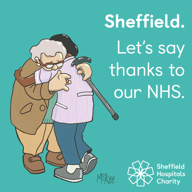 Say Thanks to NHS postcard, designed by Pete McKee.