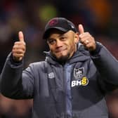 Vincent Kompany, Manager of Burnley, celebrates after the team's victory in the Premier League match between Burnley FC and Sheffield United at Turf Moor on December 02, 2023 in Burnley, England. (Photo by Matt McNulty/Getty Images)