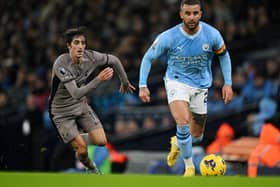 Kyle Walker in action for Manchester City. His wife Annie Kilner has said she has 'decided to take some time away from Kyle'