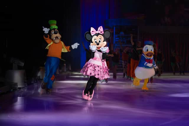 Minnie Mouse, Goofy and Donald Duck all helped Mickey choose his favourite Disney memory from the last 100 years. (Photo courtesy of Disney On Ice)