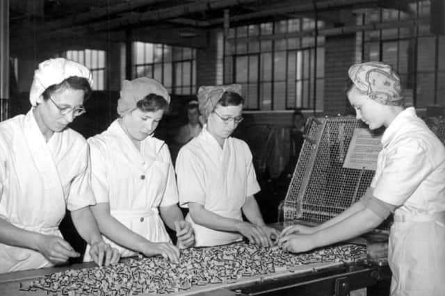 Liquorice Allsorts quality control at the George Bassett and Co confectionery  factory in Owlerton, Sheffield, in 1952