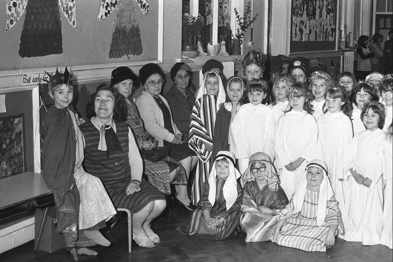 Pensioners in Southwick were treated to a Nativity play and Christmas party in West Southwick Infant School in 1979.