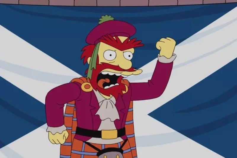 Arguably the world's most famous animated Scot (Shrek may disagree), Groundskeeper Willie is voiced by Dan Castellaneta, who is also the voice of Homer. His full name is William MacMoran MacDougal and he works as the head groundskeeper and janitor at Springfield Elementary School. Willie is a lifelong fan of Hibernian football club and - depending on which episode you believe - may be from Kirkwall, Glasgow, Aberdeen or the banks of Loch Ness.

