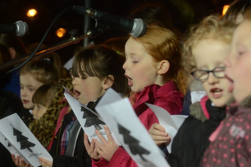 Songs and lights at the Southwick Christmas ceremony in 2014.