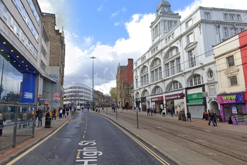 The third-highest number of reports of offences that took place in Sheffield in October 2023 were made in connection with incidents that took place on or near High Street, Sheffield city centre, with 39
