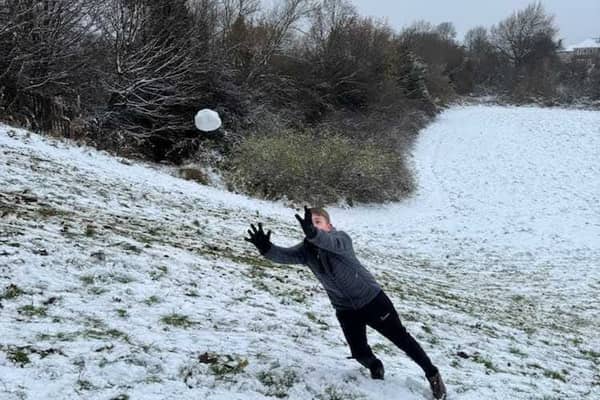 Here are Sheffield's chances of seeing snow this week (w/c January 8, 2024). Photo shows goalkeeper for the Treeton Terriers U14s Charlie Smith practicing even in the snow during a flurry on December 3rd, 2023.