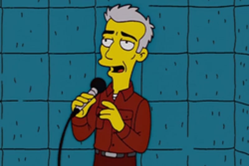 In season 14 episode 'Dude, Where's My Ranch', Dumbarton-born Talking Heads singer David Byrne features. Visiting Springfield on the lookout for talent, he hears Homer singing 'Everybody Hates Ned Flanders' in Moe's Tavern and decides to produce his own version. He's then kidnapped by Moe and is forced to produce his song, catchily entitled 'Moe, Moe, Moe'. 