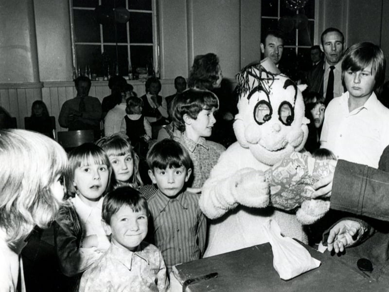 The Star mascot Gloops at the Woodseats Police Party in December 1972