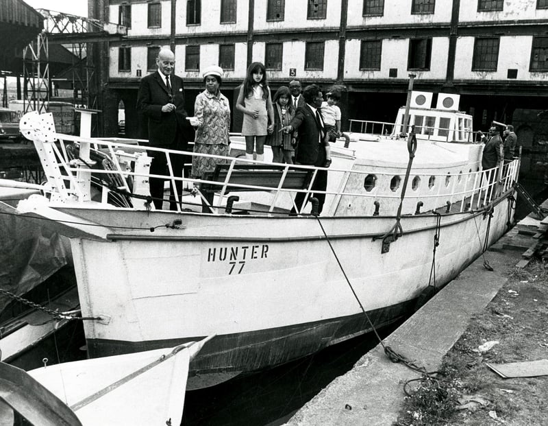 Joe Phillips' boat 'Hunter 77' at the Sheffield Canal Basin in 1972
