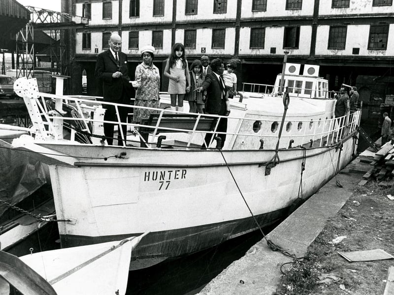 Joe Phillips' boat 'Hunter 77' at the Sheffield Canal Basin in 1972