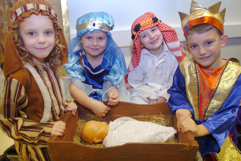 Pupils from Academy 360, Lucy Cadman, Tiegan Smith, Brogan Rountree and Demsey Senior dressed for their school Nativity in 2009