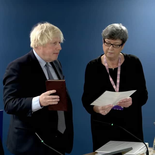 Boris Johnson starts his evidence. Credit: UK Covid-19 Inquiry/PA Wire