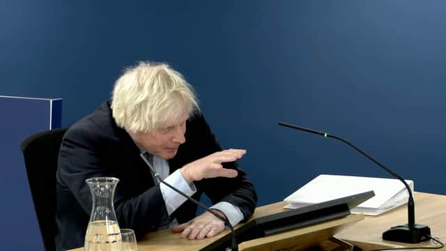 Boris Johnson at the Covid Inquiry. Credit: UK Covid-19 Inquiry/PA Wire