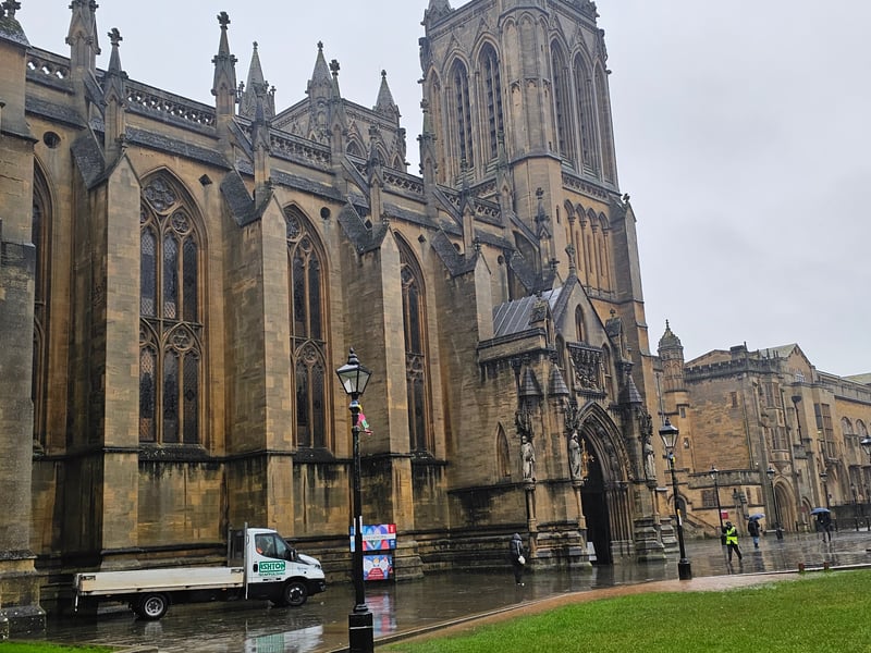 The cathedral is said to be haunted by the ghost of a grey monk who is usually seen in the walkway by the library between 4pm and 4.30pm. He's also said to take the occasional stroll onto College Green and through the wall to the Central Library.
