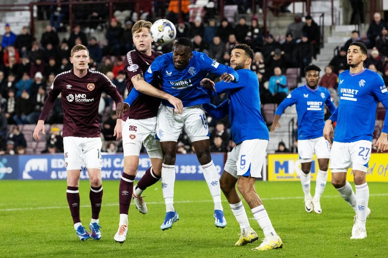 Frankie Kent grapples for the ball in a tense end at Tynecastle.