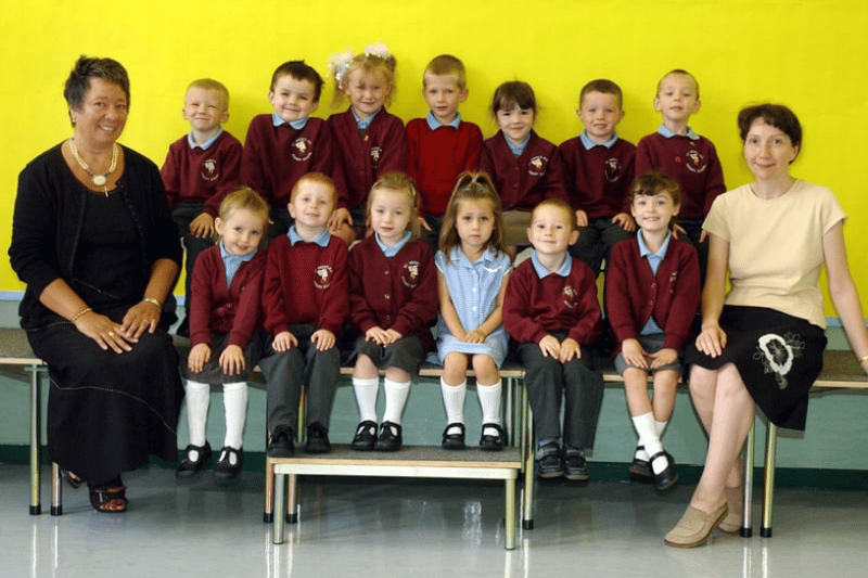A reception class at St Bede's RC Primary School 16 years ago. How many faces do you recognise? 