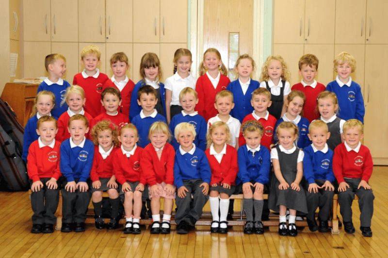 Miss Egerton's reception class at East Boldon Infants School gets our attention in this 2014 photo
