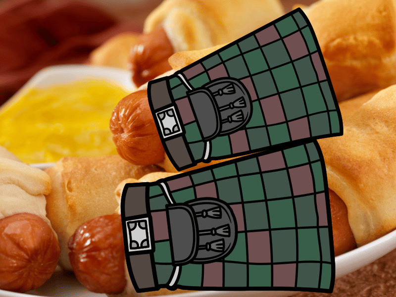 Pigs in blankets? No! It's kilted sausages!