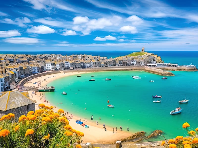 Cornwall town St Ives, is ninth on the list due to its stunning beaches and art scene. Located in the South West, St Ives is a British holiday hotspot.