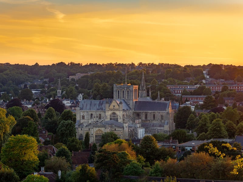 Winchester takes the runner-up spot. The city is known for its medieval cathedral, as well as The Great Hall of Winchester Castle, which houses the round table linked to King Arthur.