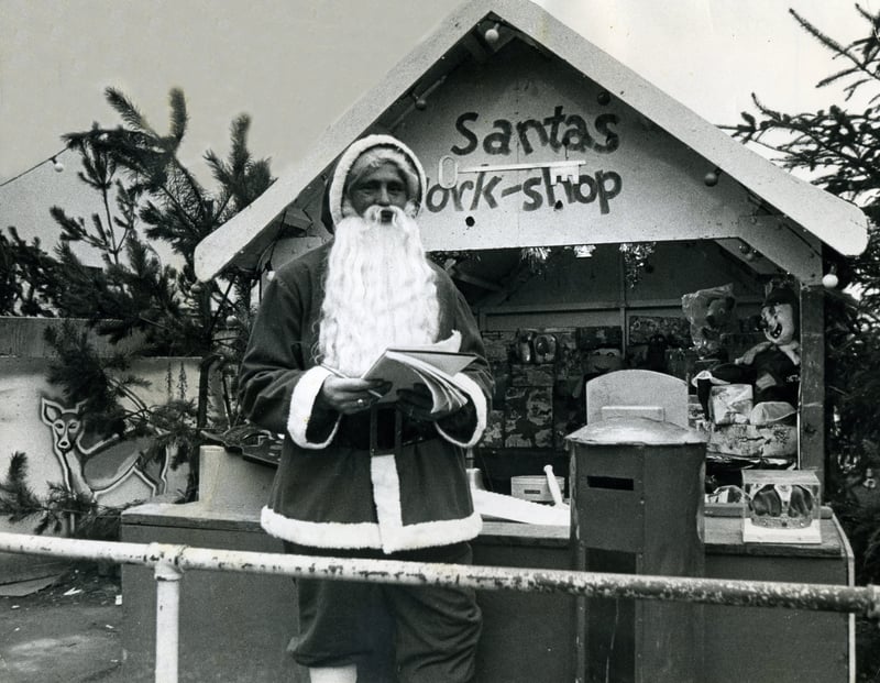 Santa Claus at The Moor Grotto, in Sheffield, in December 1974