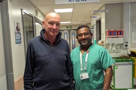 John Harper with surgeon Govind Chetty, who performed his heart operation.