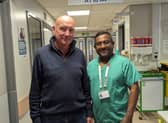 John Harper with surgeon Govind Chetty, who performed his heart operation.