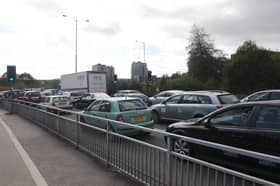 First Bus has apologised to passengers following huge delays across Sheffield and Rotherham, which it said were caused by factors out of its control, including the M1 being closed and heavy congestion around Meadowhall. File photo shows congestion in Sheffield