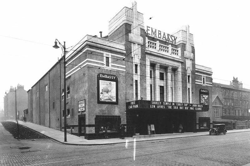 The Embassy Cinema was built by Harry Winocour and designed by James McKissack. The building lies next to Darnley Terrace and is the current site of the Shawlands Arcade.