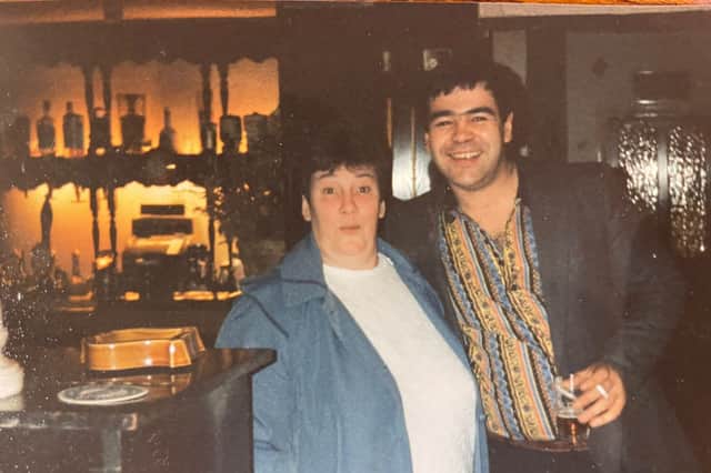 Tony Crofts at the Blue Ball pub in Wharncliffe Side, Sheffield, in 1991, with his mum, Betty Crofts