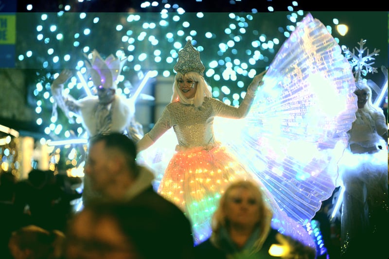 The parade features magical winter characters.